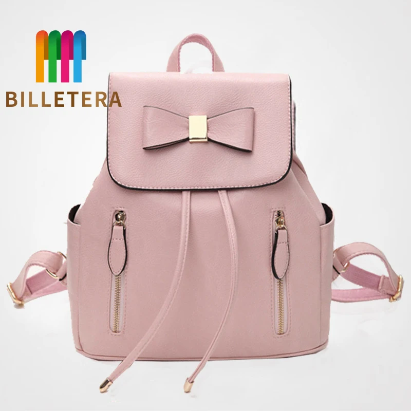 

BILLETERA New Women Bow Simple Style Backpack For Teenage Girls Bags