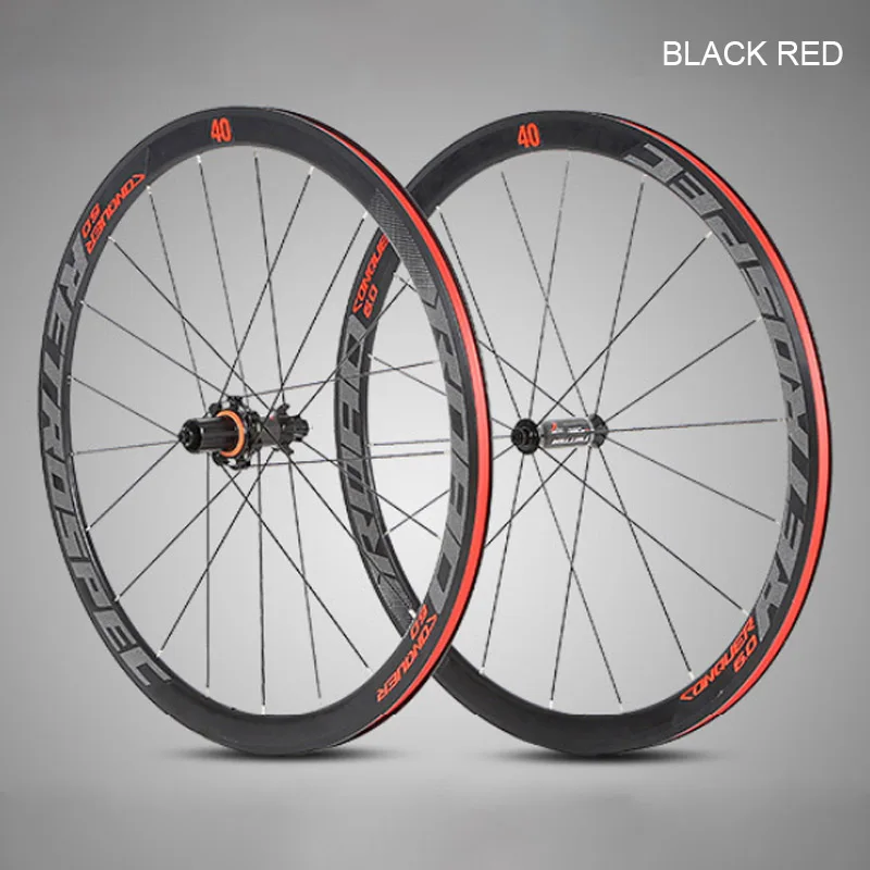 Clearance road bike wheels Ultralight aluminum alloy 40 knife carbon fiber wheel colorful reflective cursor 700C road bike wheel set 3