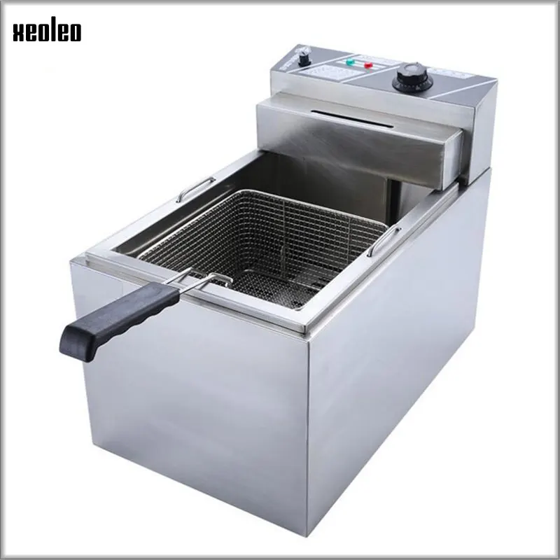 

XEOLEO Commercial Fryer Electric Deep Fryer Stainless Steel Frying mechine single basket French/Chicken fries fryer 4000W 12L