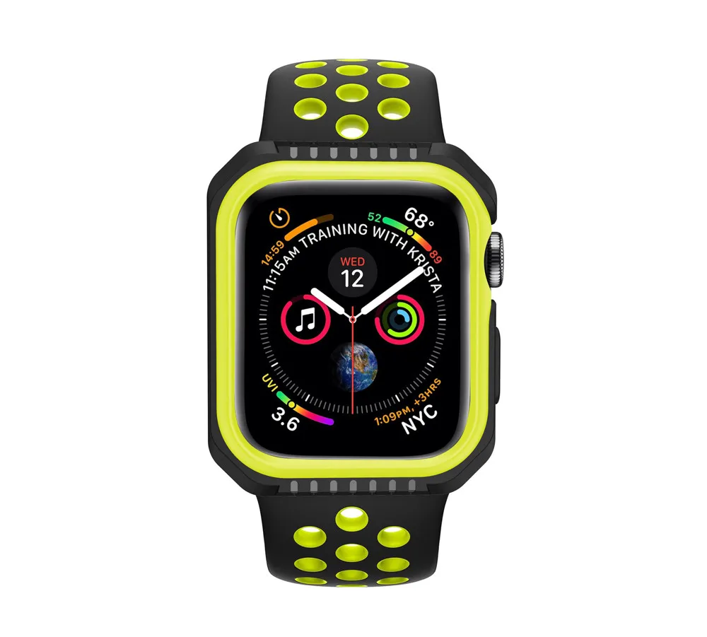 Модные прочные Чехлы для часов, мягкий силикон, 2 в 1, двухцветный чехол-бампер для Apple watch Series 4, 44 мм, простой чехол для часов