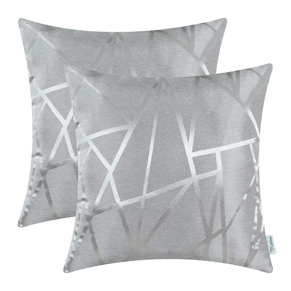 

2PCS CaliTime Cushion Cover Throw Pillow Shell Both Sides Modern Modern Triangles Geometric 18" X 18"(45cm X 45cm) Sliver Gray