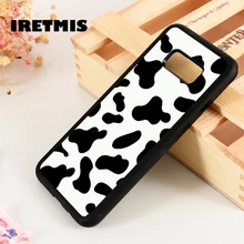 Iretmis S3 S4 S5 funda de goma de silicona para teléfono Samsung Galaxy S6 S7 S8 S9 edge plus Note 3 4 5 8 9 estampado de vaca negro blanco