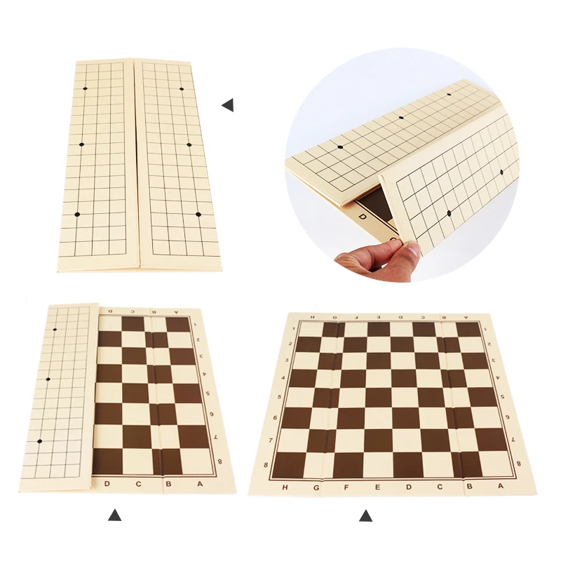 Hot 2 In 1 Collapsible Chessboard Wooden Chessman Chess&Go Game Chess Board Go Games Upscale Set Boxed Travel Children&Kid Gifts