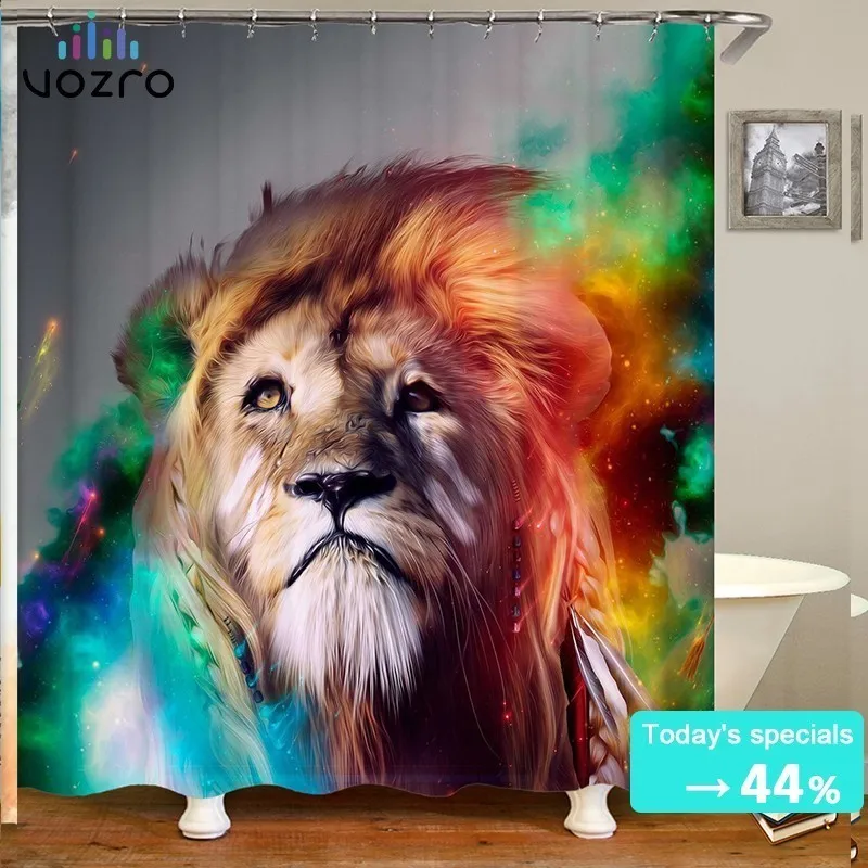 

VOZRO 2 M Quality Proof 3d bathroom duschvorhang Manufacturing Lion pattern shower curtain douchegordijn pascoa cortina banheiro