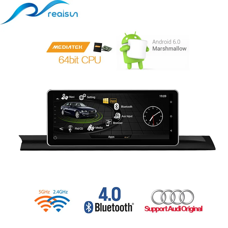 Realsun 10,25 дюймов Audi A4 B9 концертный MMI 3g ram 32G rom Восьмиядерный Android 7,0 система 4G сетевая Автомобильная gps навигация