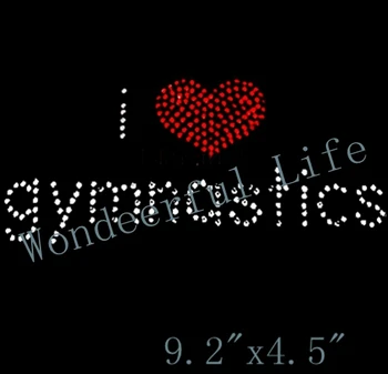 

Wonderful Life hot fix transfer rhinestones motif I love gymnastic for sports very cool free shipping