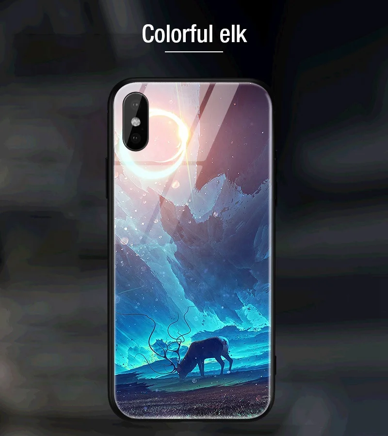 Artisome Star Deer Tempered Glass Case For iPhone X 7 8 6 6S Plus Soft Edge Skin Cover Shockproof Slim Case For iPhone 6 s       (27)