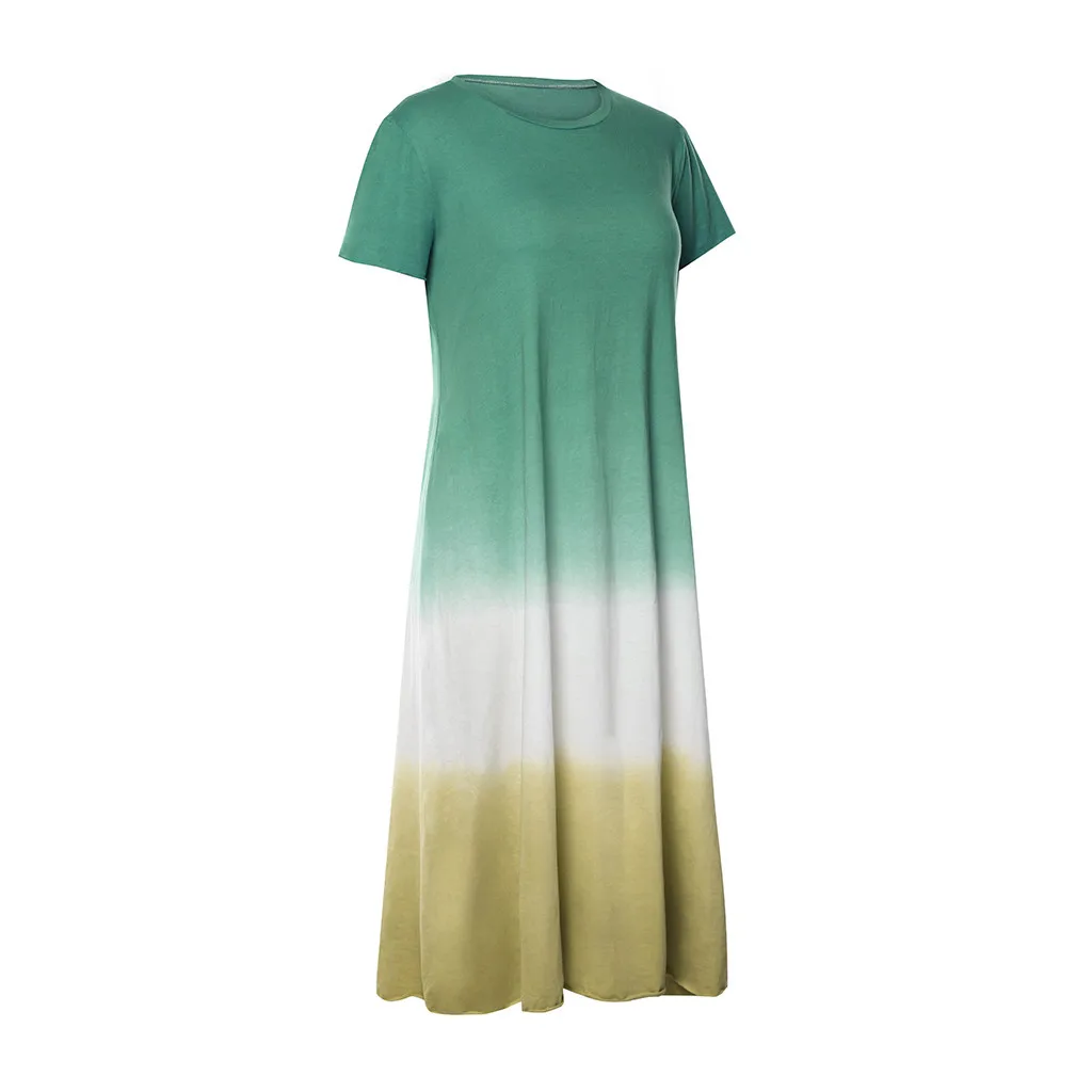 Модное женское свободное платье в стиле пэчворк с О-образным вырезом и коротким рукавом, длинное платье макси, одежда, платье, vestidos verano mujer