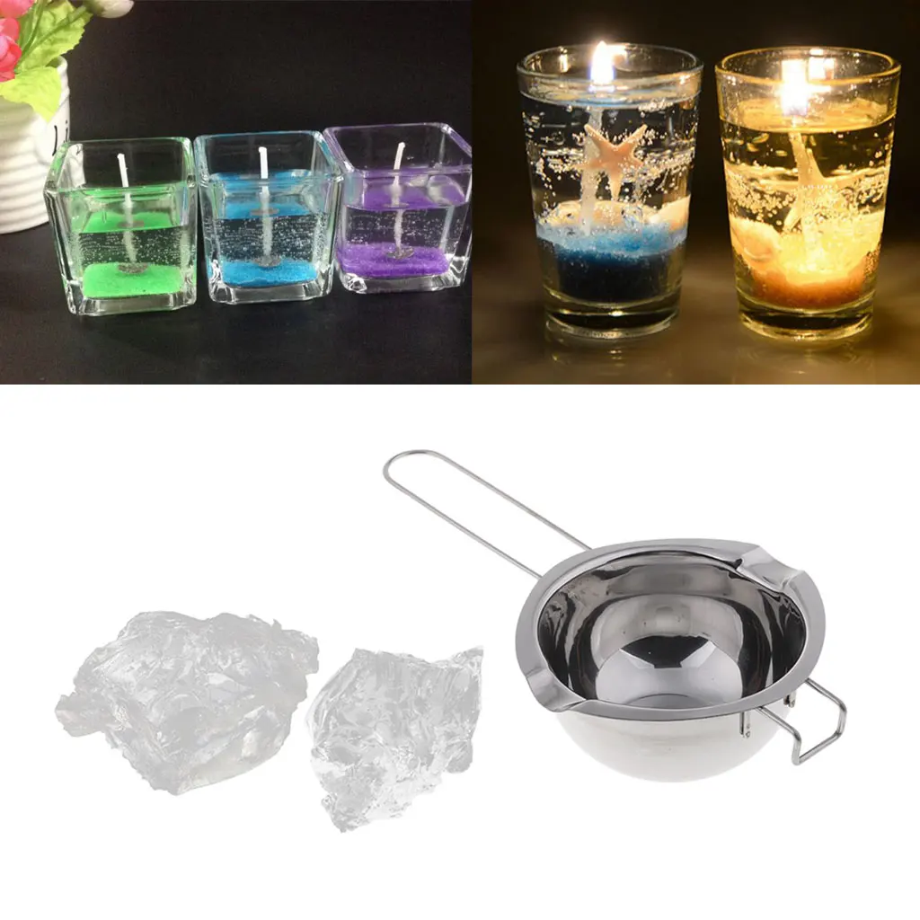 Stainless Steel Candle Wax Melting Pot Tools And 200g Basic Jelly Wax For DIY Scented Candle Making Valentine Gifts