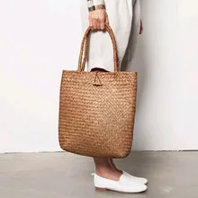 2016 Nouveau Sac D’été pour la Plage Grand Sacs De Paille À La Main Tissé Fourre-Tout Femmes Voyage Sacs À Main Designer Vintage Commercial Main Sacs