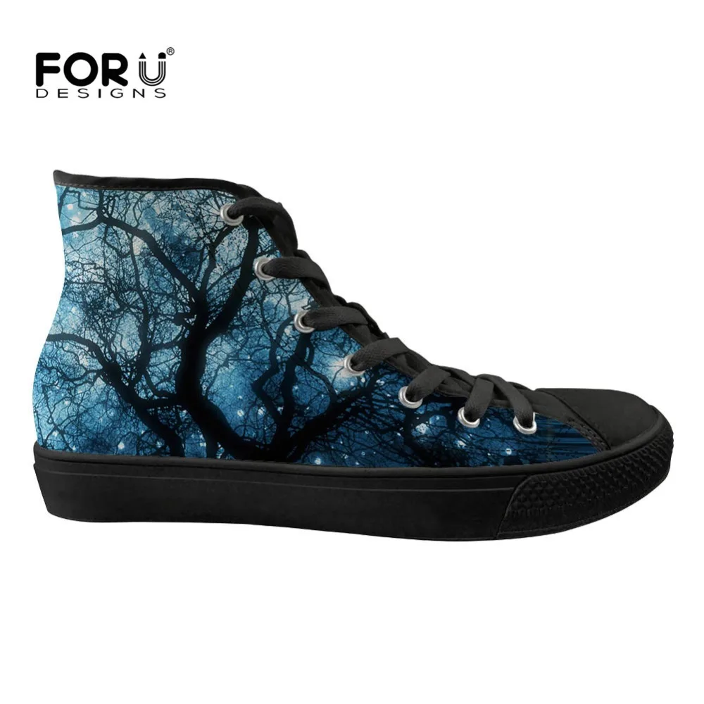 

FORUDESIGNS Women Shoes Galaxy Tree Floral Printing High Top Canvas Shoes Comfortable Lace up Female Sneakers Zapatillas Mujer
