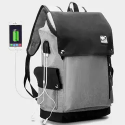 Для мужчин ноутбук рюкзак USB наушники с зарядным устройством отверстие Универсальный Большой ёмкость бизнес путешествия школа Preepy стиль