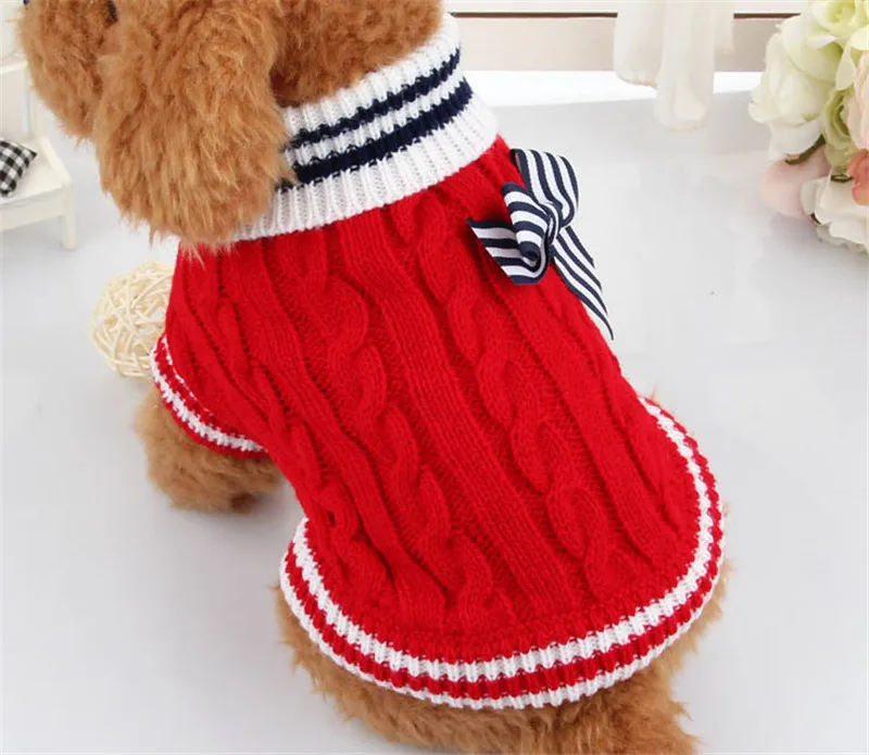 Navy Blue Red Pet Dog Clothes Warm Sweater Puppy Coat Winter Outfit For Small Pet Dog Chihuahua Teddy Clothes Dog Sweater Coat  15