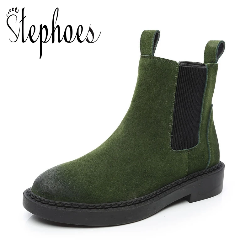 

Stephoes Autumn Chelsea Boots Cow Suede Women Winter Warm Ankle Boots High Quality Nubuck Leather Short Boots Botas Feminina