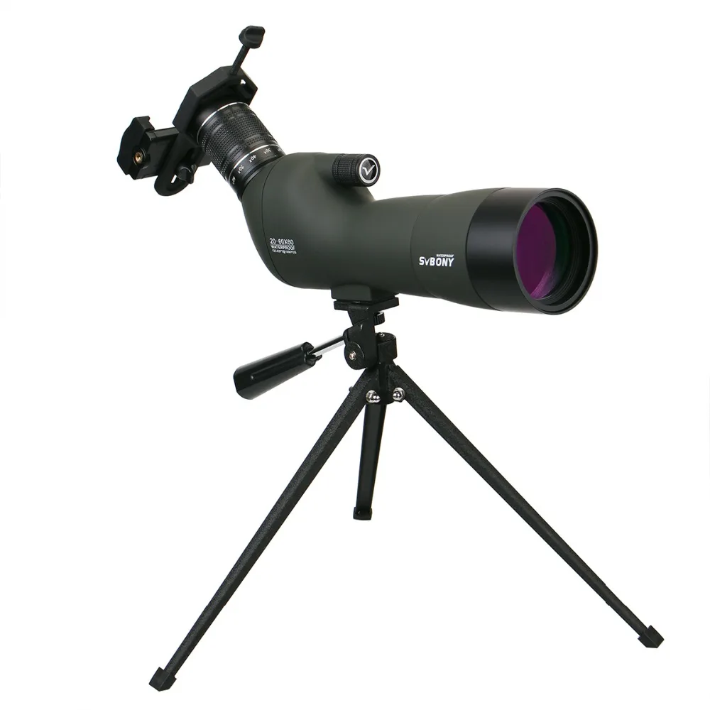 

Spotting Scope 20-60x60 BAK4 23mm Eyepiece SVBONY SV29 Hunting Optics Waterproof Zoom Monocular Telescope w/ Cell Phone Adapter
