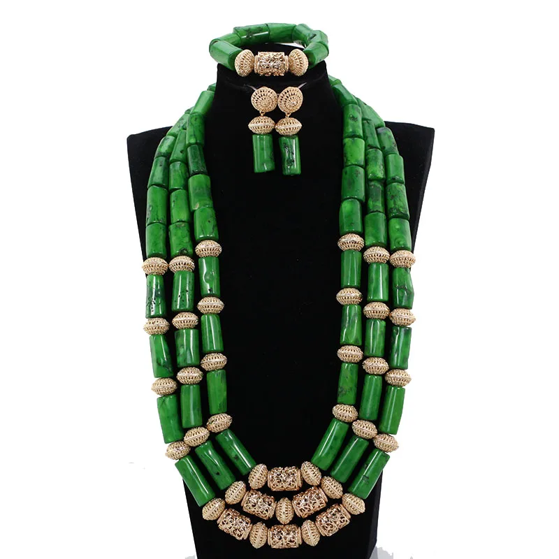 Green wedding jewelry sets for brides coral free shipping african