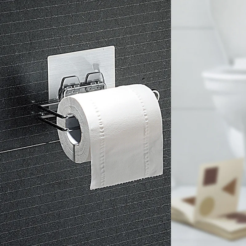 

1Pc Towel Rack Toilet Paper Holder Bathroom Accessories Stainless Steel Trace Hook Towel Rack Can Washed and Reused Holder