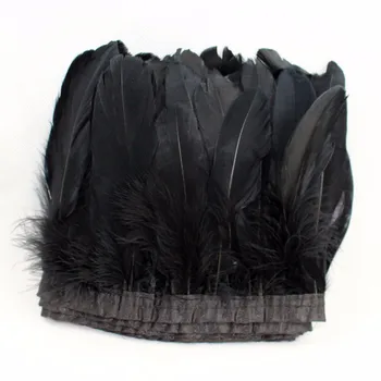 

8-10cm black feather trim goose feathers trimming feather fringe 2 meter/lot dress cloths making craft