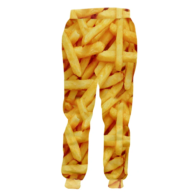 Штаны для бега мужские модные свободные пищевые 3D спортивные штаны с принтом картофеля фри чипсы уличная одежда размера плюс 5XL костюм мужские спортивные штаны