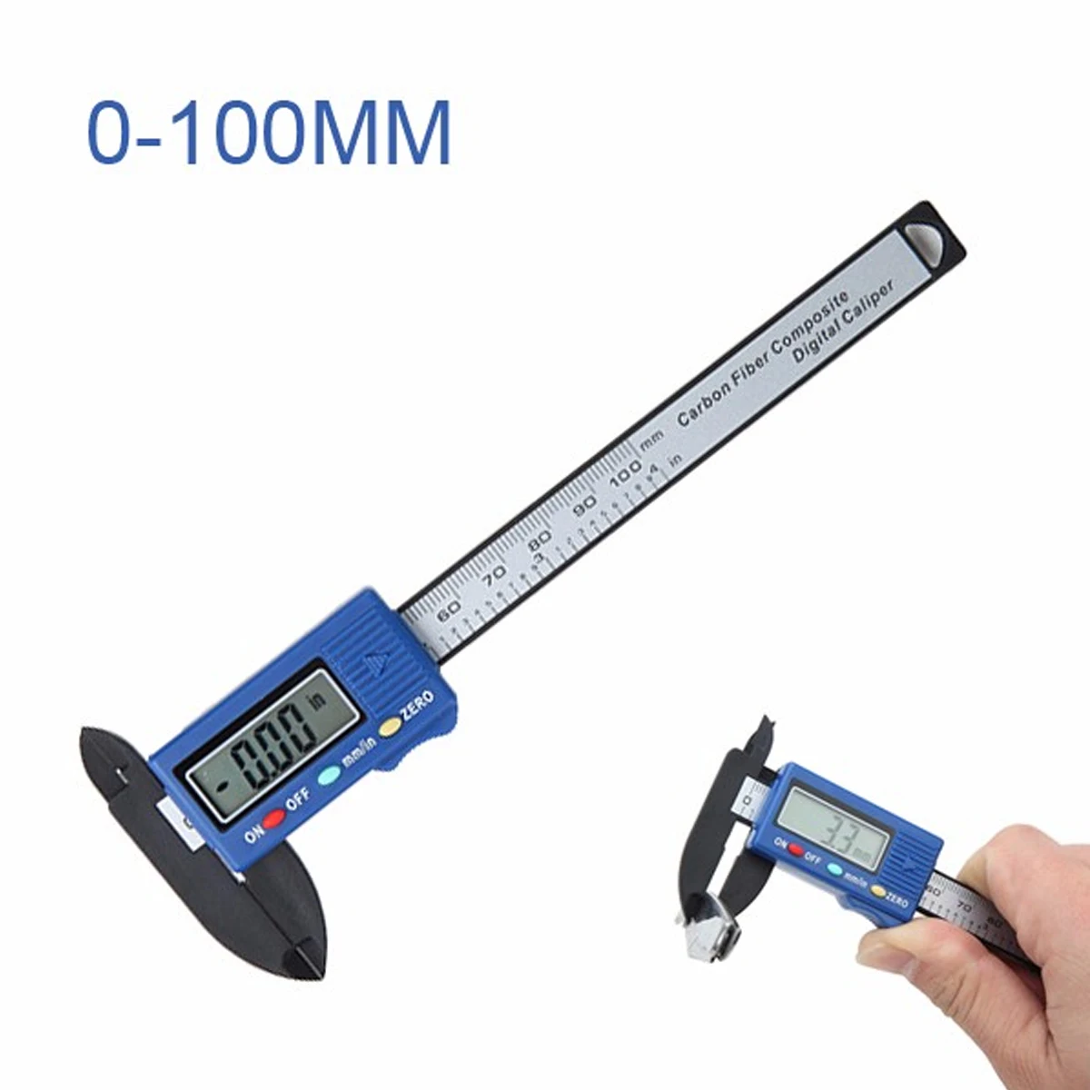 

100mm High Precision Carbon Fiber Composites Digital Vernier Caliper Micrometer Guage Ruler 0.1mm Accurately Measuring