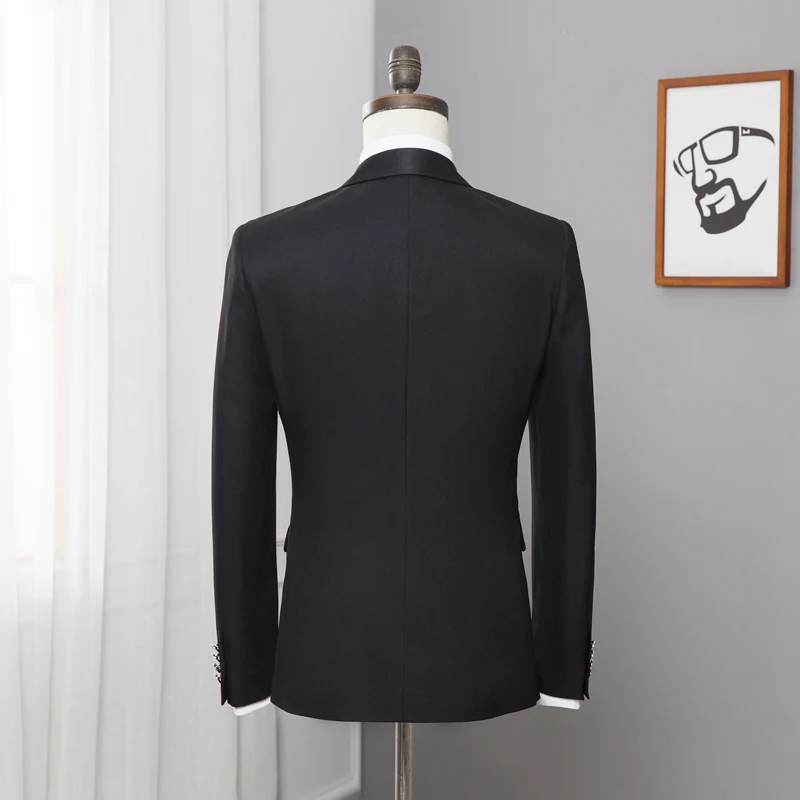 2pcs Set:Jacket+Pant  2019 Newest Men's Fashion Wedding Dress Suit Male Formal Business Casual Suits Slim Blazer  Size:M-5XL