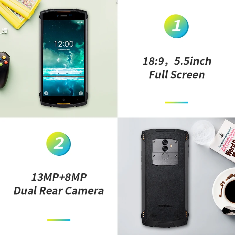 DOOGEE S55 смартфон с 5 дюймовым дисплеем процессором MTK6750T ОЗУ 4 Гб ПЗУ 64 ГБ 5500 мАч Android