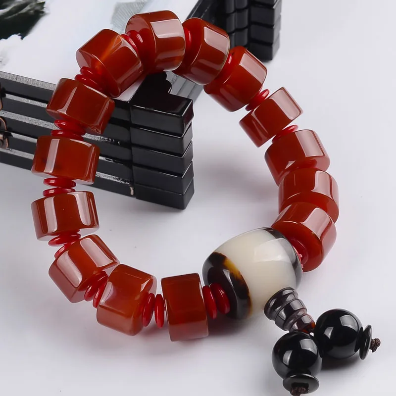 

KYSZDL new natural red stone bracelet Buddha beads bracelet Men and Women couple models fashion jewelry