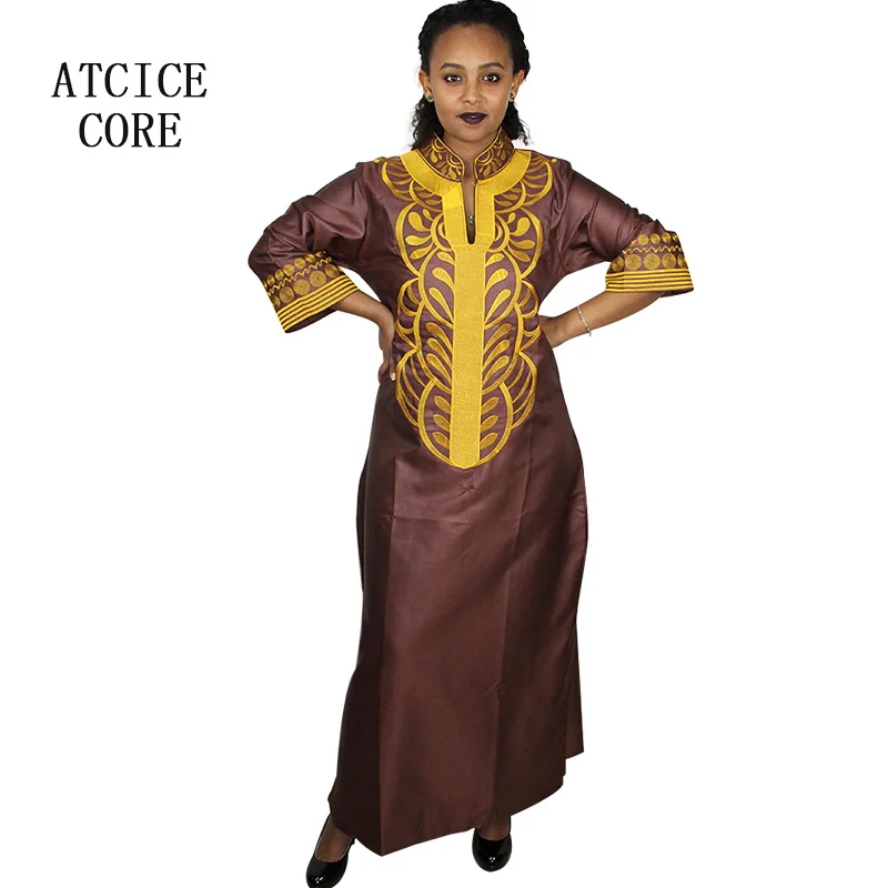 african fashion style African New Bazin Embroidery Dresses Long Dress Without  Scarf Soft Material LA066 african couple outfits