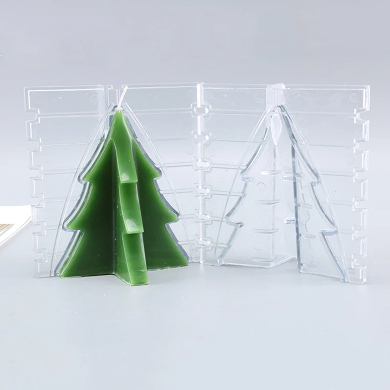 1pcs Cross Shape Christmas Tree Candle Plastic Mould DIY Manual Mold Reusable for candles soap cakes chocolate jelly molds