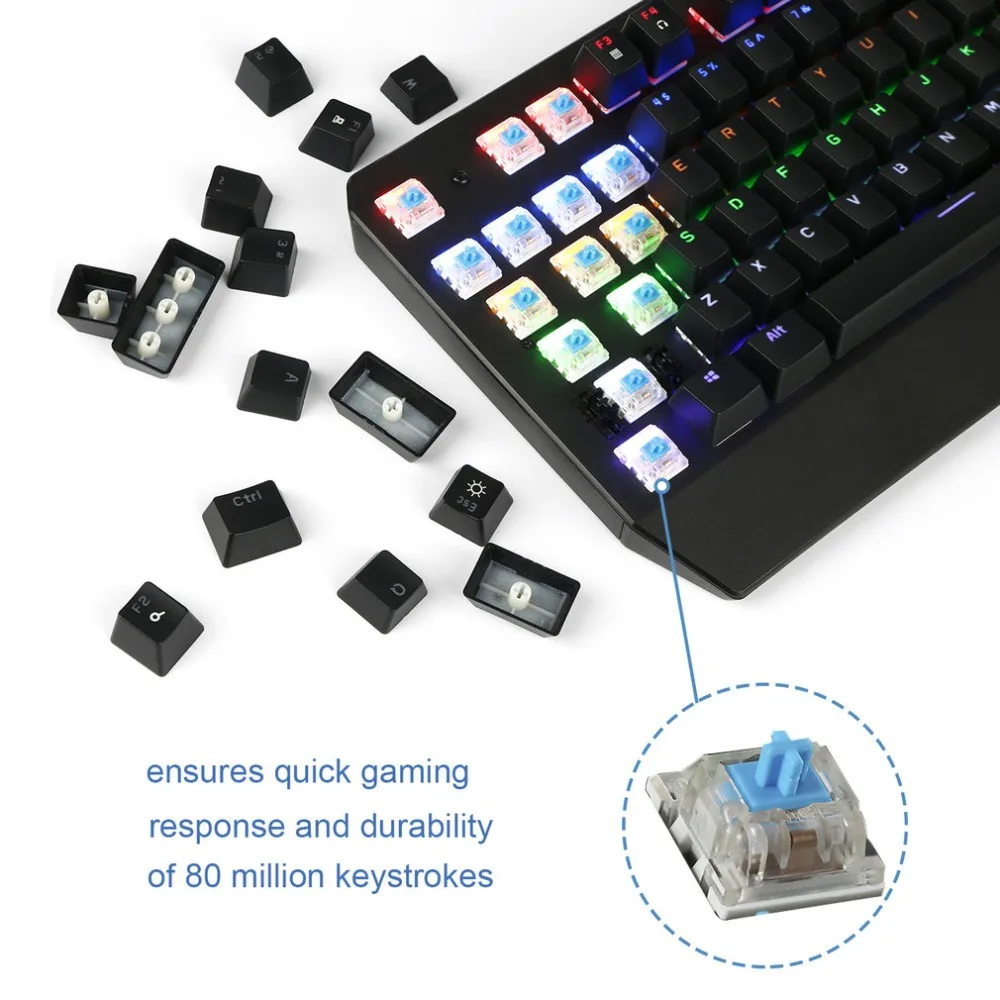 

Gaming Industrial Office USB Wired Mechanical Keyboard With LED Backlight Black for Professional Internet Users