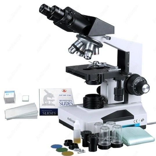 Microscopio Biologico professionale-AmScope Forniture 1600x Microscopio  Biologico Professionale + 50 Slides + 100 Coprivetrini - AliExpress