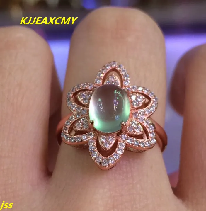 

KJJEAXCMY Fine jewelry 925 Silver Natural Gemstone natural grape stone trumpet ring rose gold activity ring 174s