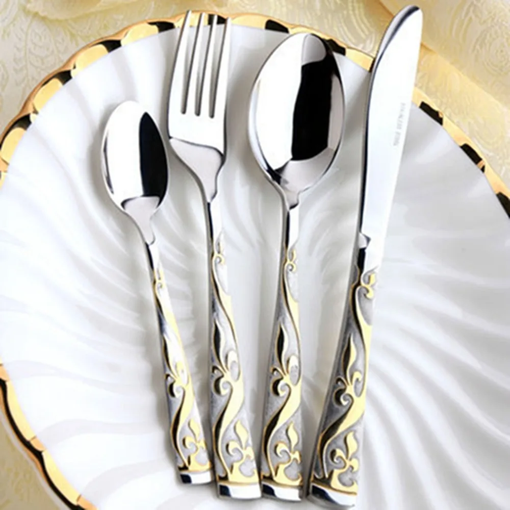 

Free delivery4Pcs Stainless Steel Set Rainbow Cutlery Steak Knife Fork Dinner Set Western Food Tableware Dinnerware Set