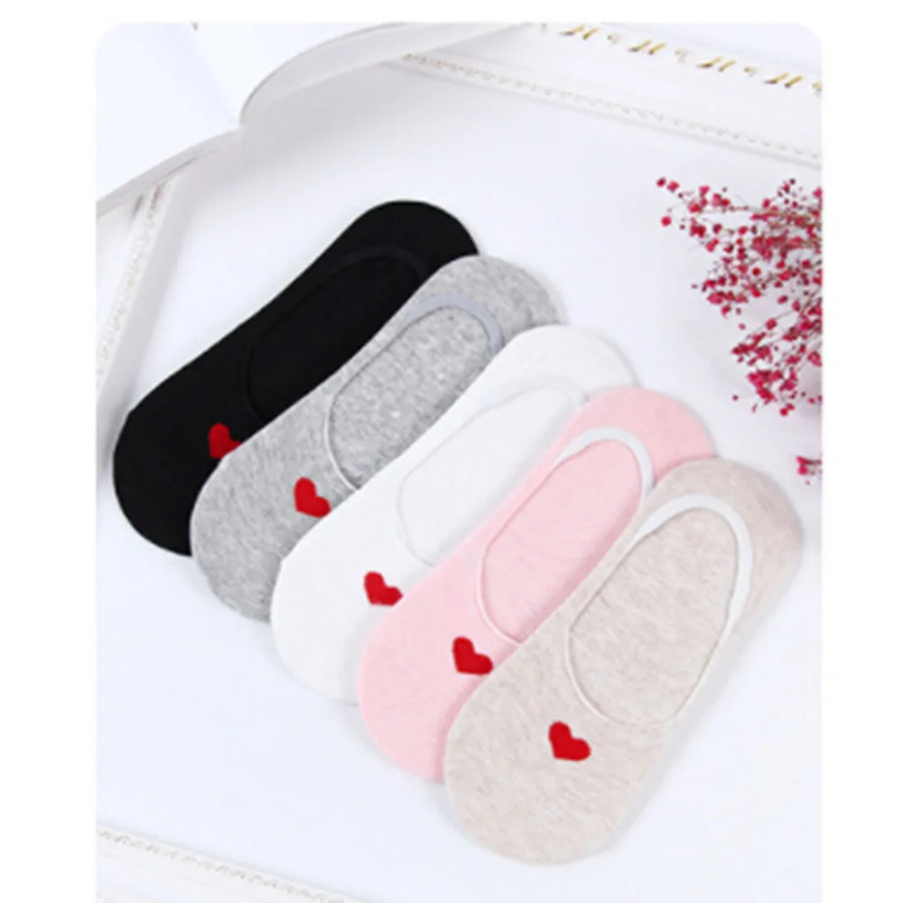 1 пара Нескользящие хлопковые носки невидимки с сердечками|shallow socks|stealth boat sockshidden