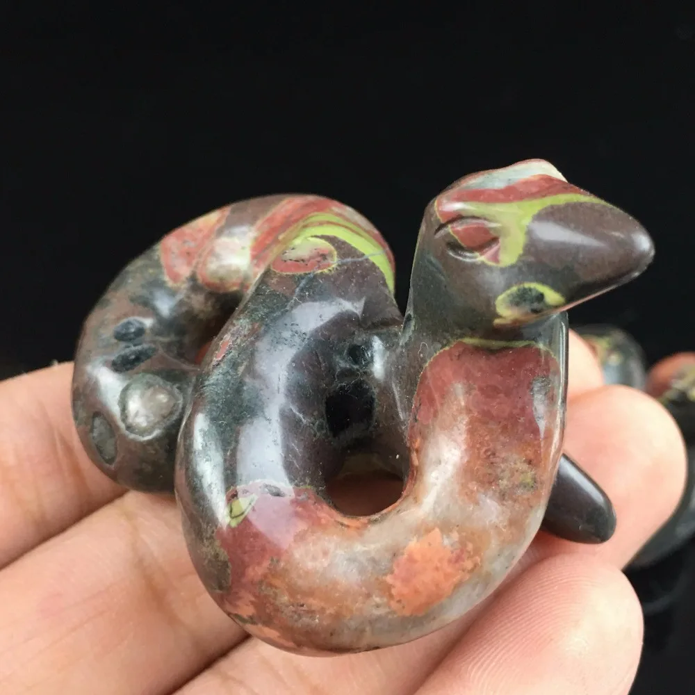 

1.5" unknown stone snake hand carved skull crystal healing reiki 1pc
