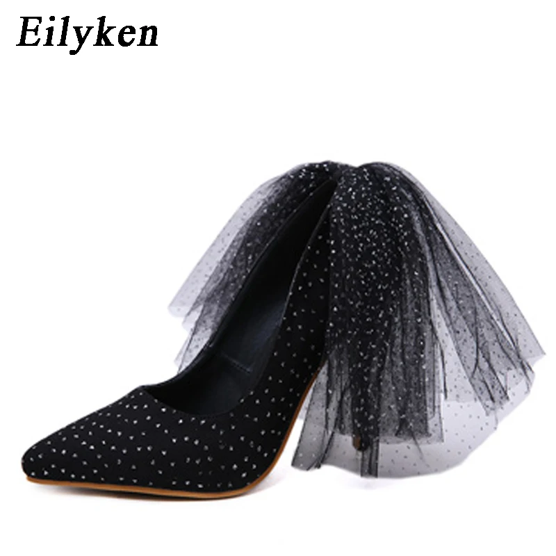 

Eilyken 2019 New Fine Gauze Women Pumps Design Pointed Toe Women Wedding Dress Shoes Runway Female High Heels