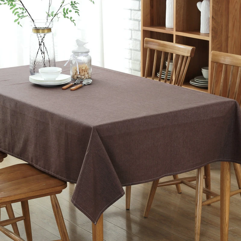 Минималистичные скатерти из хлопка и льна, водонепроницаемая скатерть из ткани для прямоугольных столов, журнальный чайный столик, покрытие для домашнего декора - Цвет: Dark Brown