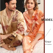 Роскошные и благородные тяжелые пижамы из чистого шелка для мужчин и женщин, пара влюбленных, пижамный комплект, свадебная домашняя одежда для сна