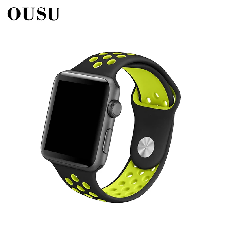 

OUSU Silicone Band Smart Watch Strap For apple Watch 4 3 2 1 44mm 42mm 40mm 38mm Band Sports Watch Watchband For iwatch