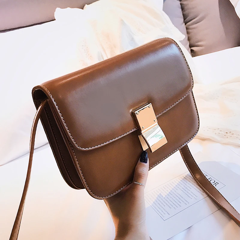  European Vintage Fashion Female Square Bag 2018 New High quality PU Leather Women's Handbag Simple  - 32945028841