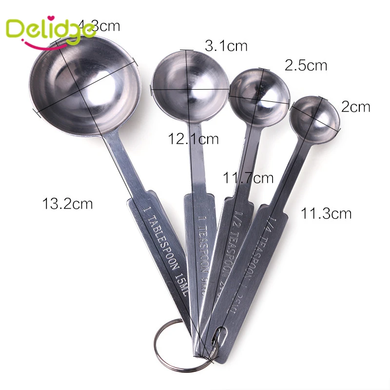 Кухонные мерные ложки Delidge 4 шт./компл. с линейкой из нержавеющей стали|kitchen measuring