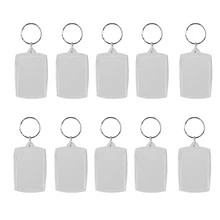 10 Uds. Rectángulo en blanco para insertar foto, Marco de imagen, anillo dividido, llavero