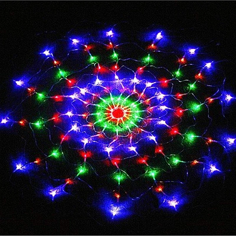 1.2m 120Leds 8 modes 220V Colorful Spider Web LED Net Mesh String Light Christmas Wedding Party new year garden Holiday Light
