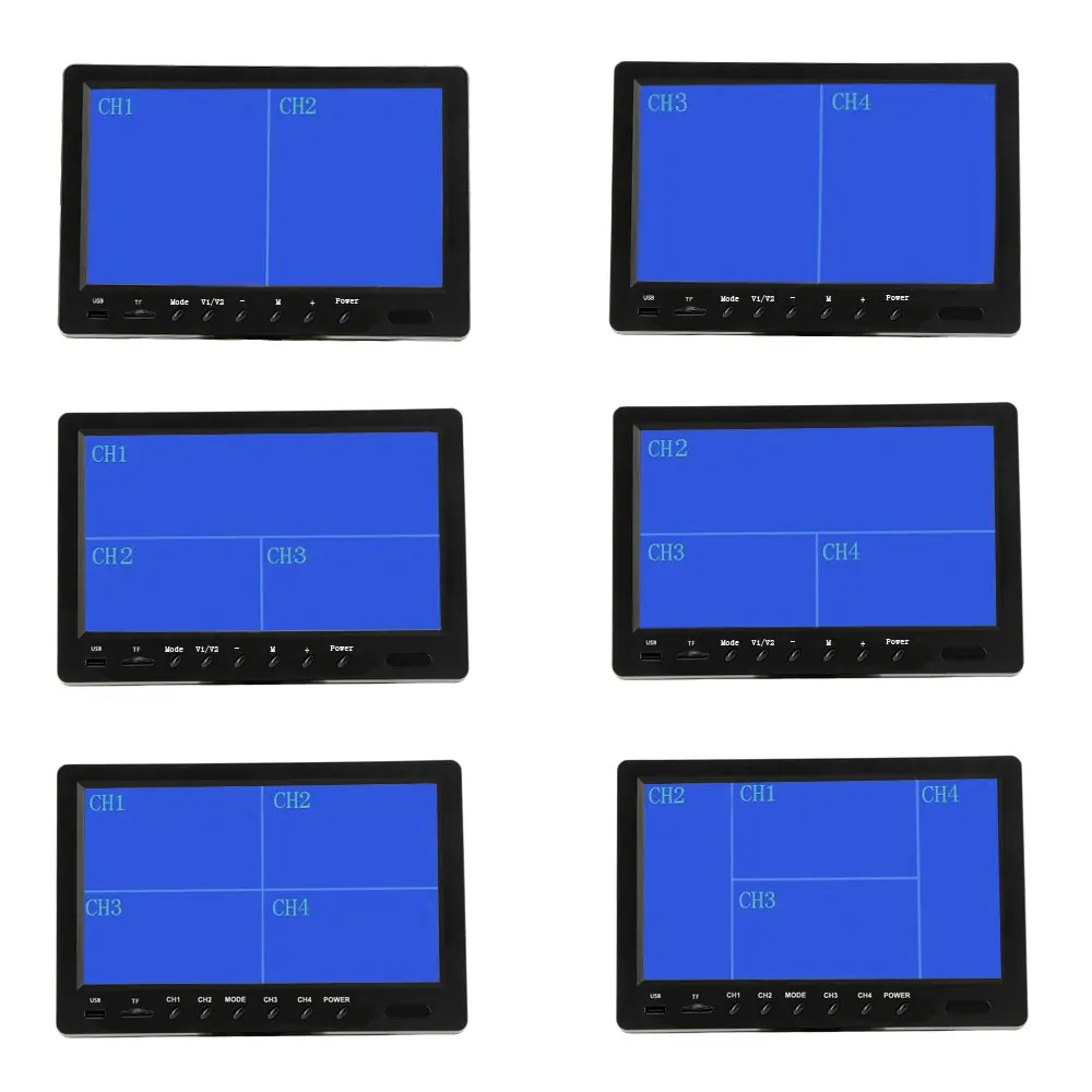 AMPrime 4CH видео вход 9 ''Сплит экран Quad монитор стояночный приборной панели для заднего вида автомобиля резервный монитор парковки 6 Режим дисплей