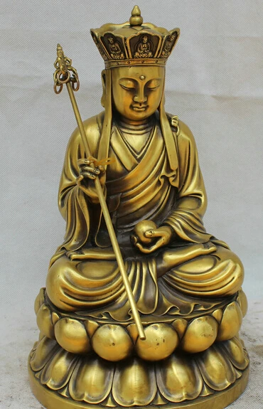 

JP S0524 12" Tibet Buddhism Copper Ksitigarbha Boddhisattva Netherworld Leader Statue Discount 35%