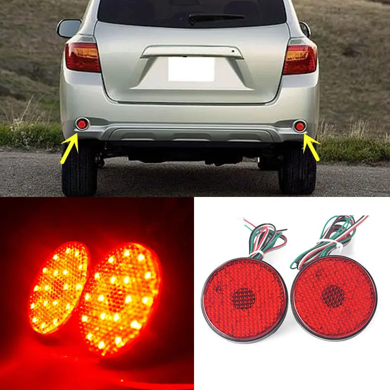 

CYAN SOIL BAY For Toyota Highlander 2008-2010 Red Rear Bumper Reflector Fog Tail Warn Lights