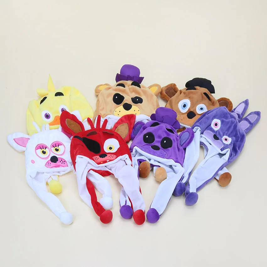 

FNAF five nights at freddy's plush cap cosplay Freddy Fazbear chica foxy bear plush hat fnaf plush stuffed toys