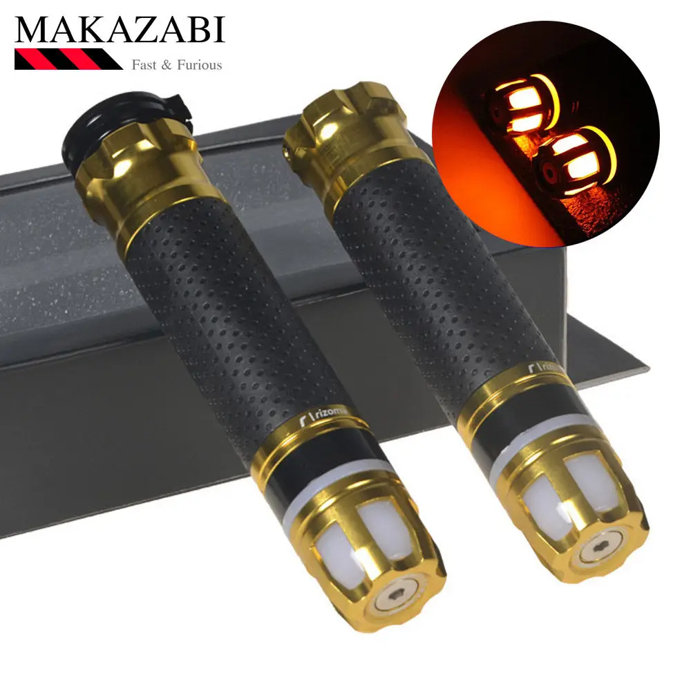 Gold(orange Light) Универсальные 22 мм 7/" светодиодные ручки для мотоцикла, ручки для YAMAHA cygnus-z cygnus-zr tmax 530 jog yzf-r1m xsr 700 и т. Д - Цвет: Gold(orange Light)