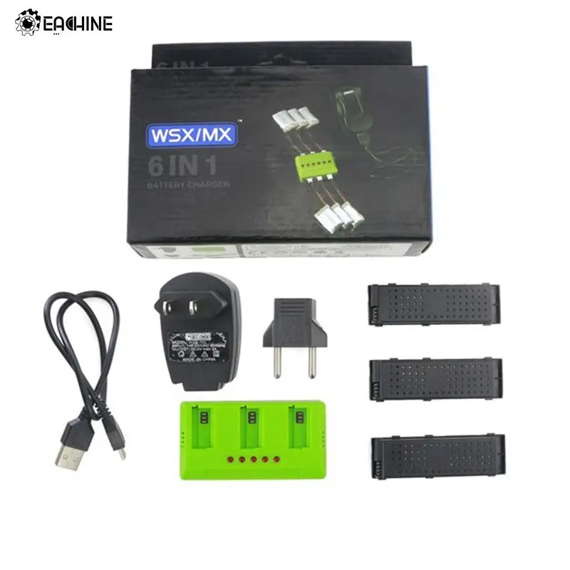 Eachine E56 RC Quadcopter Spare Parts Replacement Accessories 3PCS 3.7V 500mah 25C Battery Charger Set | Игрушки и хобби