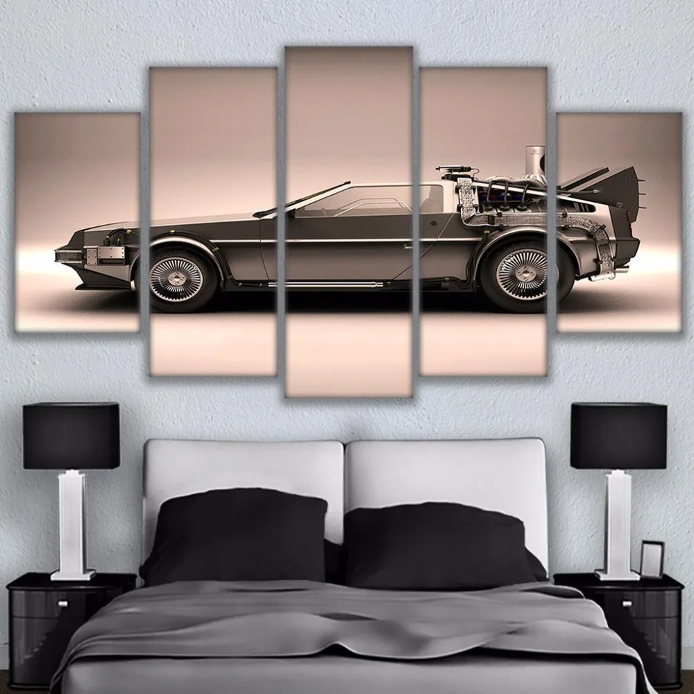 

Canvas Printed Poster Home Decorative 5 Pieces Back To The Future Car Paintings Wall Art Pictures Living Room Modular Framed